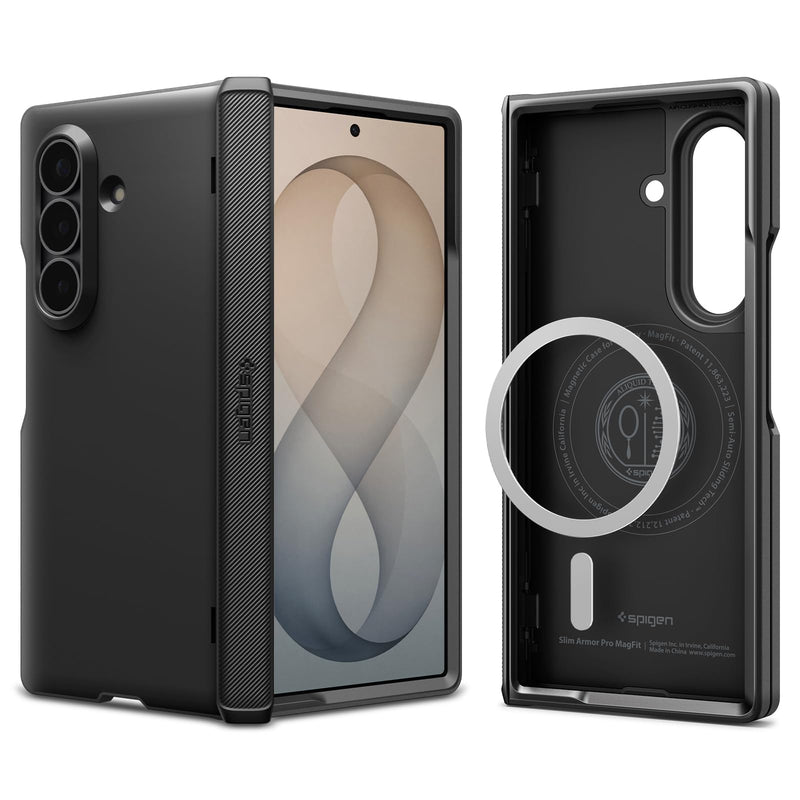 Spigen Slim Armor Pro MagFit for Galaxy Z Fold 8 Ultra Case, Black | Spring Hinge Protection, Air Cushion Technology, Compatible with MagSafe, SecuLink, Camera Plateau Protection