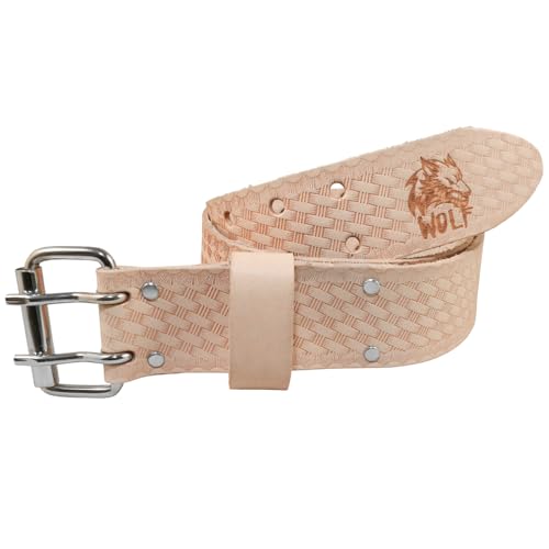 WOLF XP WTH2160I Heavy-Duty Genuine Leather Work Belt | 2-inch Wide Tool Waist Belt | Cinturón de Cuero de Trabajo Para Hombres | Tool Belts for Men | Contractors Handyman Construction Medium