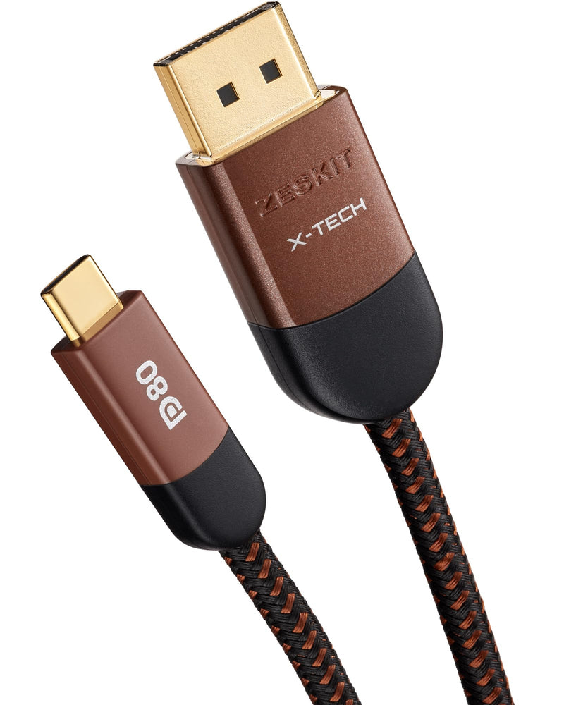 Zeskit X-Tech 80Gbps 16K Bi-Directional Certified USB-C to Displayport 2.1 Cable, DP2.1 DP80 (5ft/1.5m) 5ft/1.5m