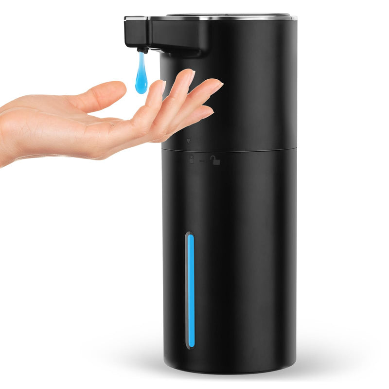 Automatic Soap Dispenser Liquid Touchless: 13.52oz/400ml Wall USB Rechargeable - 4-Level Adjustable Modern Electric Hand Soap Dispenser - Kitchen Bathroom Kids Family Black Black Gel Typ