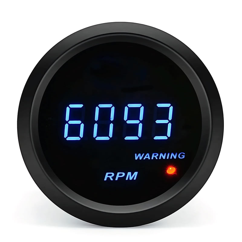 2" Digital 12V Tachometer RPM Gauge, Fits for 4/6/8 Cylinder Gasoline Cars Blue LED