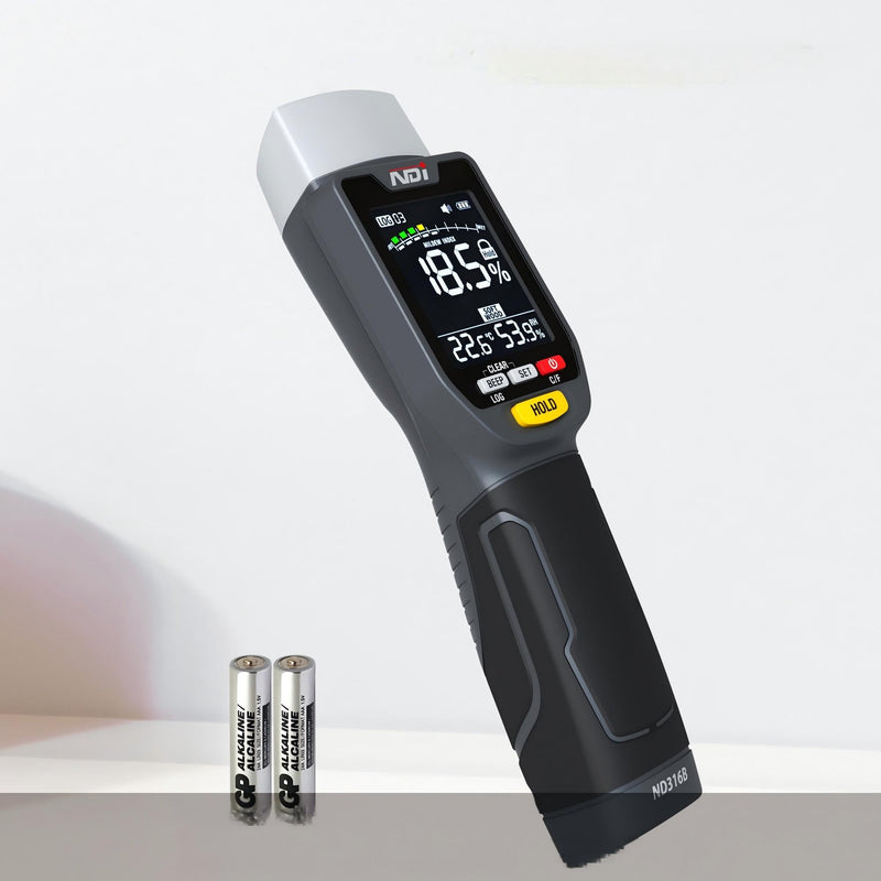 NDI ND316B Pinless Moisture Meter – Non-Destructive Moisture, Temp & Humidity 4 Modes, 20-Record Log, Custom Alarm”
