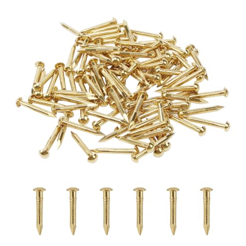 100PCS Small Tiny Brass Nails 0.1"×0.98" Round Head Tacks Wood Decorative 2.8×25mm 100pcs