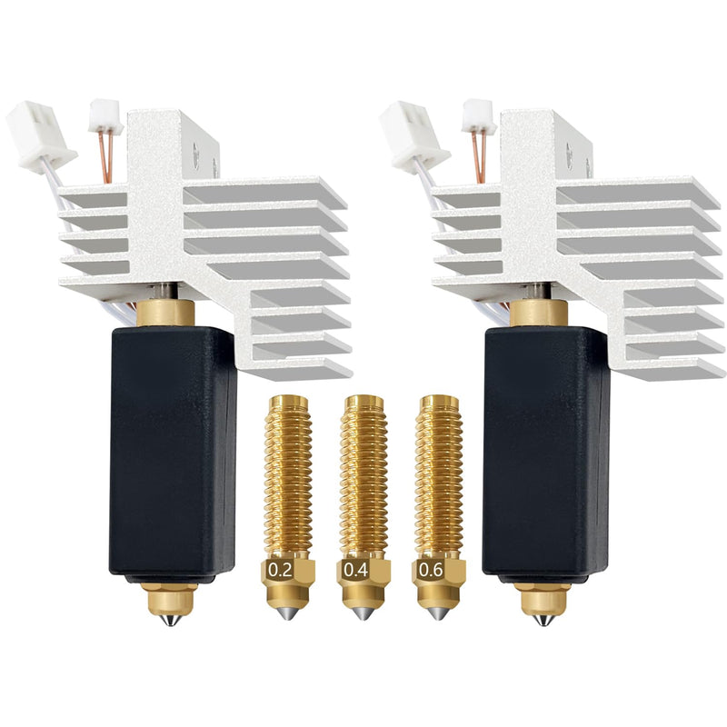 2PK 0.4MM CC2 Hotend for Centauri Carbon 2/CC2 Ceramic Hot End Upgrade Extruder Hotend Print Head Replacement with Extra 0.2MM 0.4MM 0.6MM Brass-Hardened Nozzle for Elegoo CC 2 Accessories 2PK 0.4MM CC2 Hotend