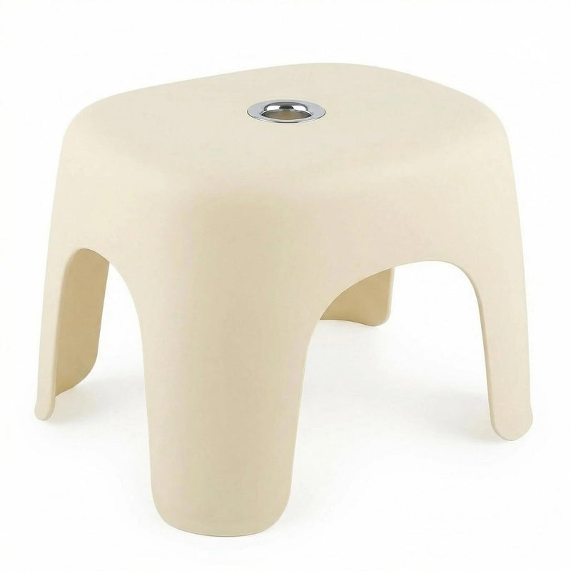 Plastic Step Stool, Heavy-Duty ABS Bathroom Shower Stool with Non-Slip Rubber Pads, Light Beige