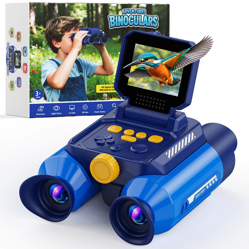 Binoculars for Kids with HD Screen & Night Vision & Games, STEM Science Educational Toy Science Kits STEM Toys for Outdoor, Travel Nature Exploration, Gift for 3+ Years Old Boys & Girls (Navy Blue)