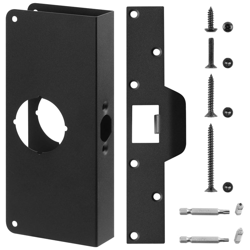 Black U 9585 Stainless Steel Lock and Door Reinforcement Plate fits 1-3/8" Thick Doors and Includes The Black U 9476 Security Latch Strike kit