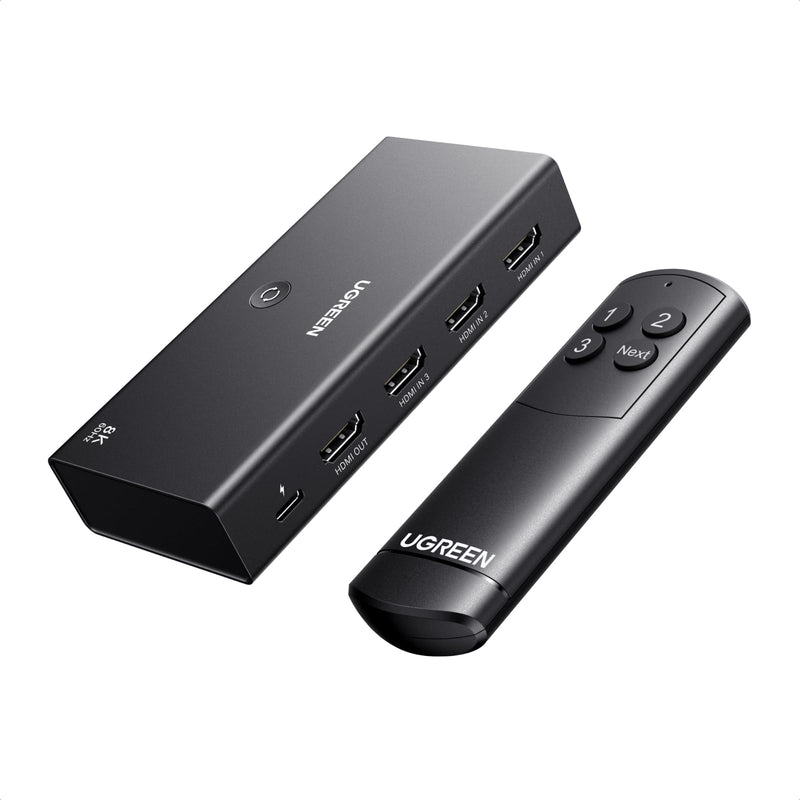 UGREEN 8K@60Hz HDMI 2.1 Switch 3 in 1 Out, with Remote, VRR, 4K@240Hz | Ultra HD, Support G-Sync, Free Sync, HDR10+ HDCP 2.3, HDMI Splitter, Compatible with PS4/PS5, Xbox, Switch, Roku, Fire Stick