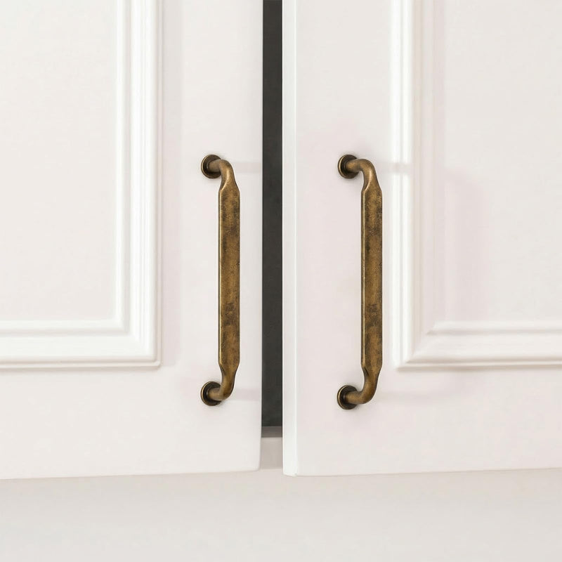 Goldenwarm 10 Pack 5 Inch Antique Brass Cabinet Pulls Vintage Retro Brass Drawer Pulls Kitchen Cabinet Handles Solid Zinc Alloy Hardware for Cupboard, Bathroom, Dresser 5 Inch Hole Center