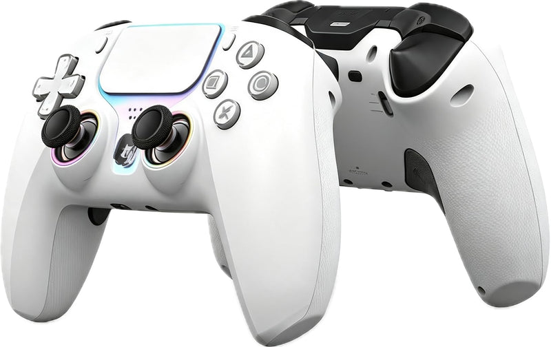 NBCP Wireless PS5 Controller- HallEffect Anti-Drift Joystick GamingGamepad,Programmable BackPaddles Macro Turbo Dual Vibration6-Axis Gyro Bluetooth 5.0 RGB3.5mm Audio Jack for PS5 Slim Pro PC White for PS5/PC