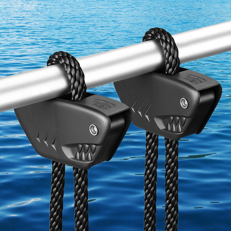 KEMIMOTO Boat Fender Clips, 2/4 Pack Shark-Shaped Fender Clips for Boat Bumpers Quick Release Adjustable Boat Rail Cleats, Boat Bumper Holder Hanger Adjuster for Pontoon Boat Bass Boat Jon Boat