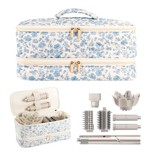 Hair Tools Travel Bag for Shark Flex Style Hair Dryer, Carrying Case for Shark Flexstyle Flex Fusion Glam Dyson Airwrap Attachments Accessories Organizer Blue Large