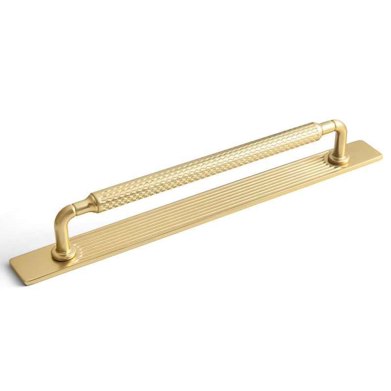 Goo-Ki Champagne Bronze Cabinet Pulls with Backplate, Solid Zinc Alloy Kitchen Drawer Handles, Crest Wave Decorative Plate Cabinet Hardware, 7.6 Inch (192mm) Hole Center, 2 Pack 7.6'' Hole Centers Pulls With Crest Wave Backplate