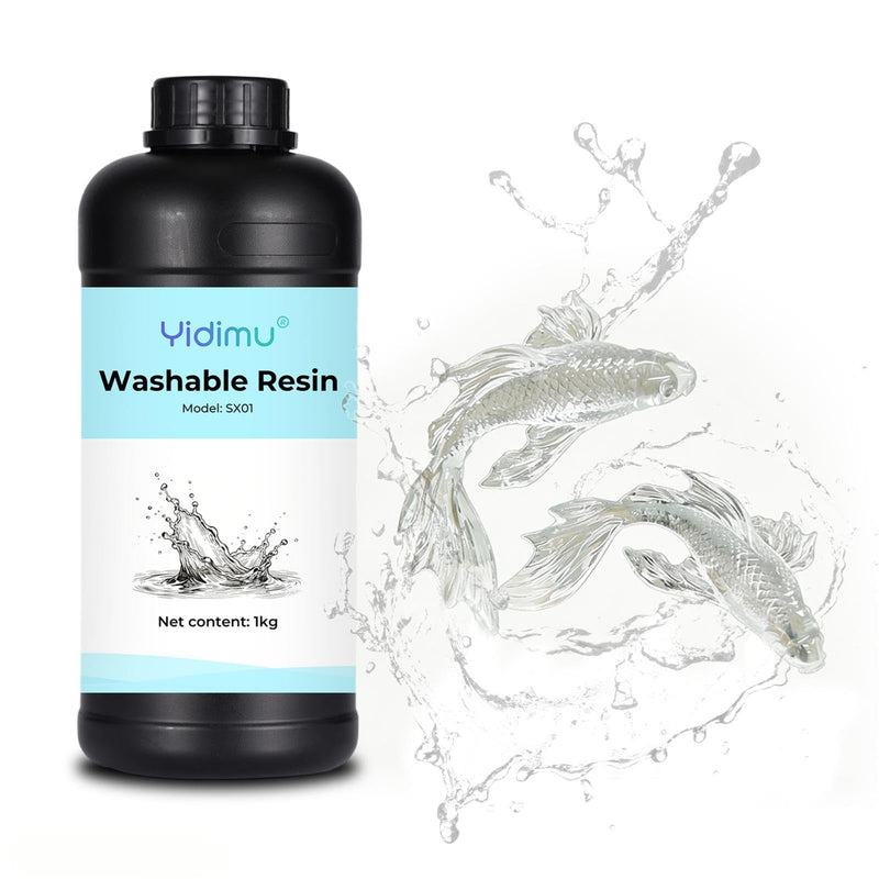3D Printer Water-Washable Rapid Resin, 405nm LCD UV-Curing Photopolymer for High Precision, Low Odor, Non-Brittle, Clear, 1000g