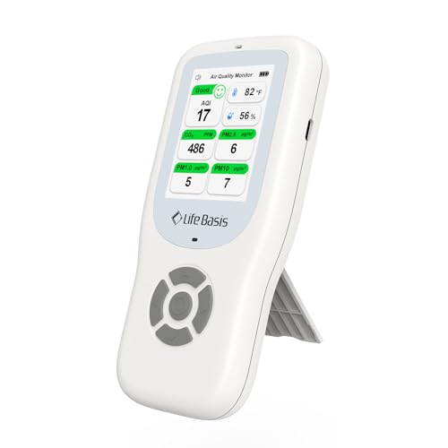 LifeBasis Air Quality Monitor Indoor, 11-in-1 Air Quality Detector White