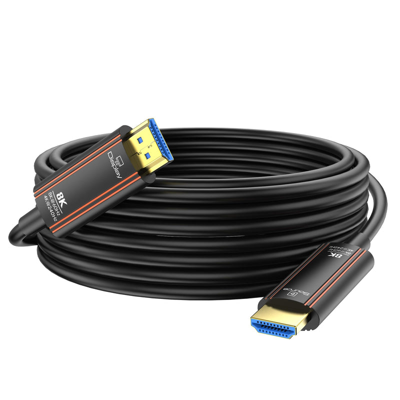 Fiber Optic HDMI Cable 50FT, 8K Long HDMI 2.1 Cord 48Gbps Ultra high Speed Support 8K@60Hz 4K@240Hz Dynamic HDR/eARC/HDCP 2.2&2.3/3D Compatible with PS5 PS4 Xbox HDTV Monitor Projector
