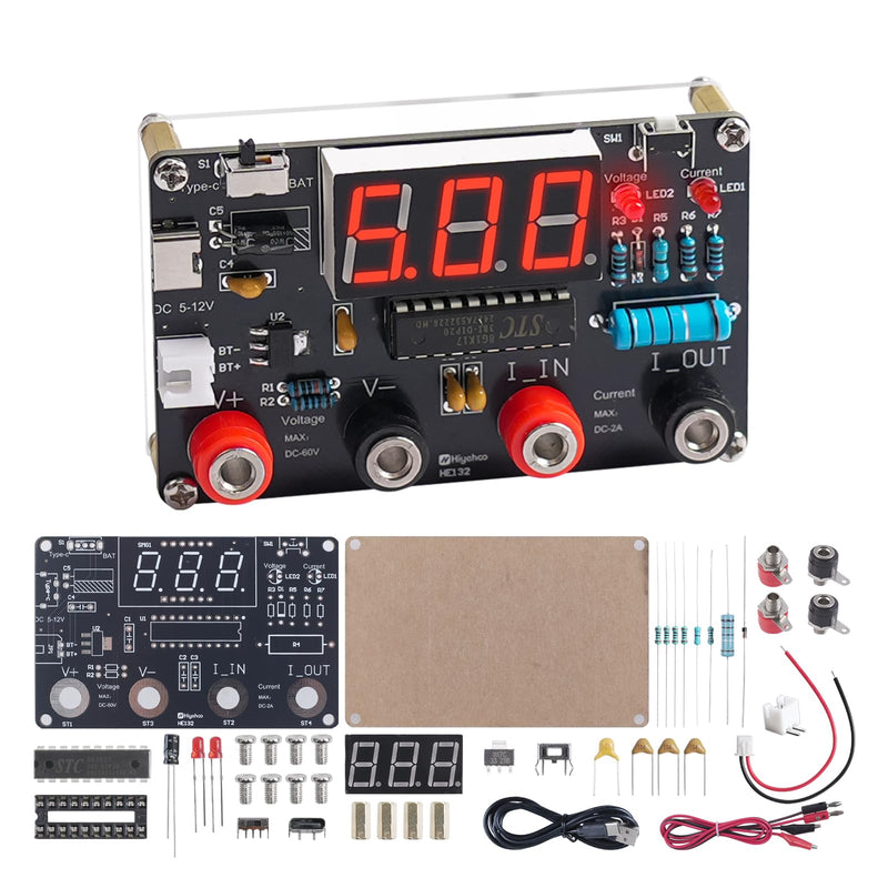 DIY Digital Voltmeter & Ammeter Soldering Practice Kit, DC Voltage Current Meter with LED Display, Test Leads, Dual Power Electronics Kit STEM Learning Project for Beginners Teens Adults