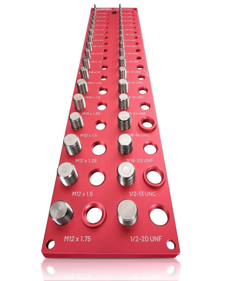 36-Size Nut and Bolt Thread Checker, 20 SAE & 16 Metric Thread Gauge, Thread Checker Standard and Metric, Bolt Size Finder Tool for Nuts, Bolts, Screws, Wall Mounted Identifier Gauge 36 Thread Checker-36R