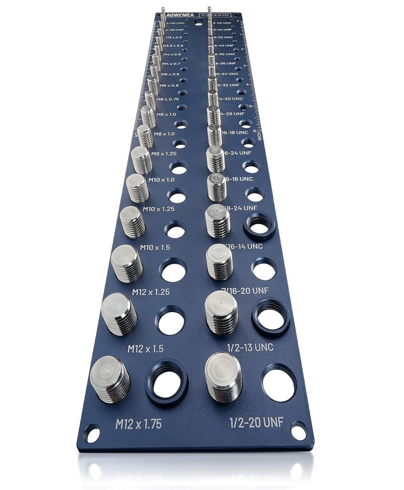 36-Size Nut and Bolt Thread Checker, 20 SAE & 16 Metric Thread Gauge, Thread Checker Standard and Metric, Bolt Size Finder Tool for Nuts, Bolts, Screws, Wall Mounted Identifier Gauge 36 Thread Checker-36S