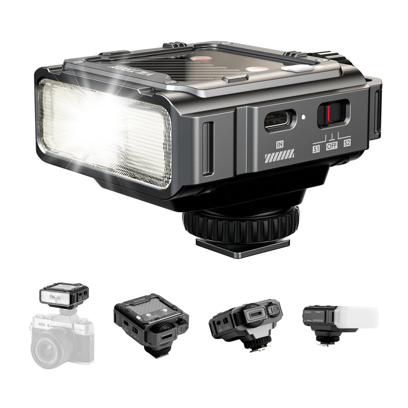 VILTROX Spark Z3 TTL Camera Flash Speedlite for Fujifilm, GN16 6500K Mini On-Camera Flash with 26Ws Output, 7 Power Levels, 650 Full-Power Flashes, 1s Recycle, 1800mAh Li-ion Battery, Softbox (Gray) Z3-F(Gray)