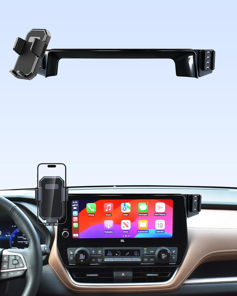 PZK Car Phone Mount for Toyota Grand Highlander 2024-2026 12.3-inch Screen | XLE/Limited/Platinum/Hybrid Auto Lock Car Phone Holder 360° Rotation Hands-Free Not Affect Vent for All 4.0-7.0'' Phones