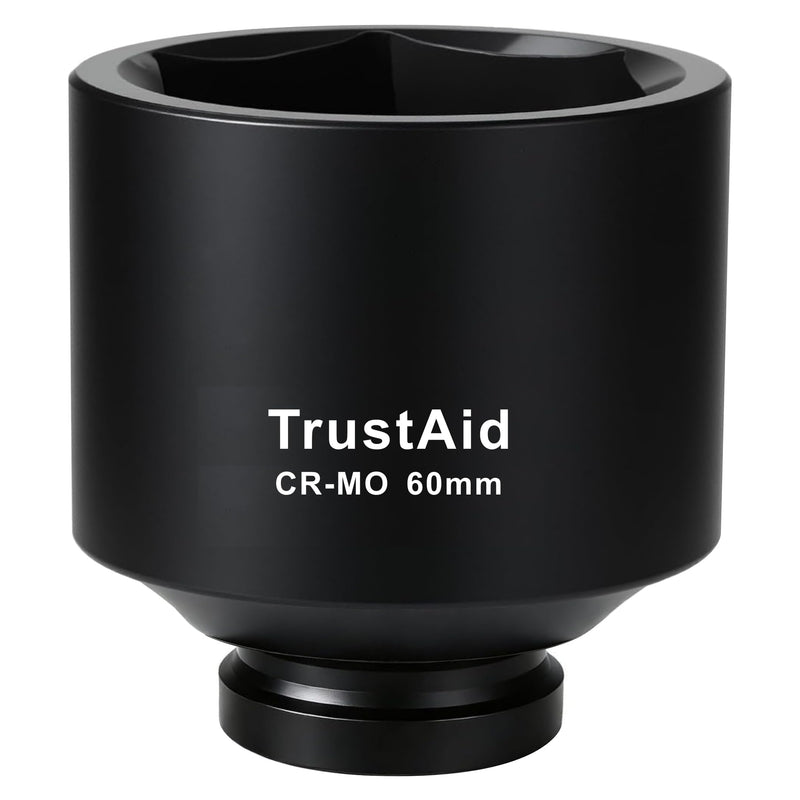 TurstAid 3/4 Inch Drive Impact Socket 60mm, Heavy Duty Cr-Mo Deep Impact Sockt, 6-Point Design, Metric