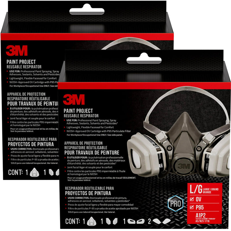3M P95 / Organic Vapor Paint Project Reusable Respirator 6311, Large Size, NIOSH-APPROVED, Use For Professional Paint Spraying, Lightweight, Flexible, Thermoplastic Faceseal For Comfort (6311P1-DC)
