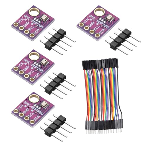 MECCANIXITY 4pcs GY-BME280 4Pin I2C IIC SPI Atmospheric Pressure Sensor Module 5V High Precision Altitude Atmospheric Pressure Temperature and Humidity Sensor with Header Pins & Jumper Wire 4
