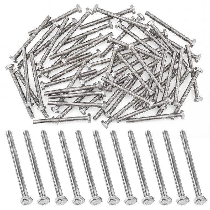Zonon 50 Pcs 1/4-20 x 3-1/2" Hex Head Screw Bolt 18-8 (304) Stainless Steel Hexagon Bolts, Fully Threaded, Plain Finish, External Hex Drive (Silver) 1/4-20 X 3-1/2" Silver