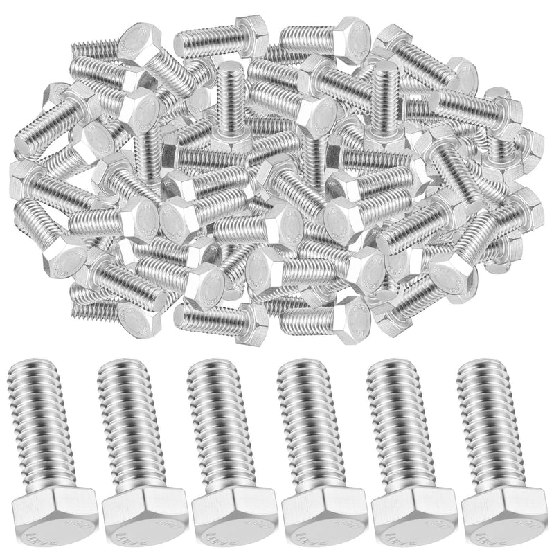 Zonon 50 Pcs 3/8-16 x 3/4" Hex Head Screw Bolt 18-8 (304) Stainless Steel Hexagon Bolts, Fully Threaded, Plain Finish, External Hex Drive (Silver) 3/8-16 X 3/4" Silver