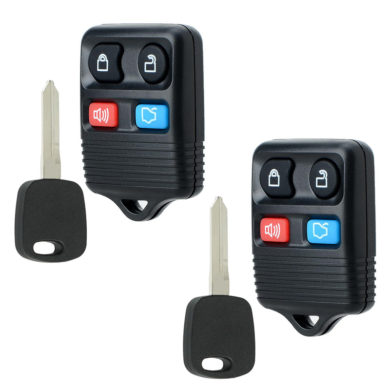 Key Fob Replacement Fits for Ford Mustang Expedition Explorer Taurus Lincoln Navigator Town Car Mercury Sable 1998-2004 CWTWB1U311 Remote with Uncut Transponder Ignition Key (H72-PT 4C)