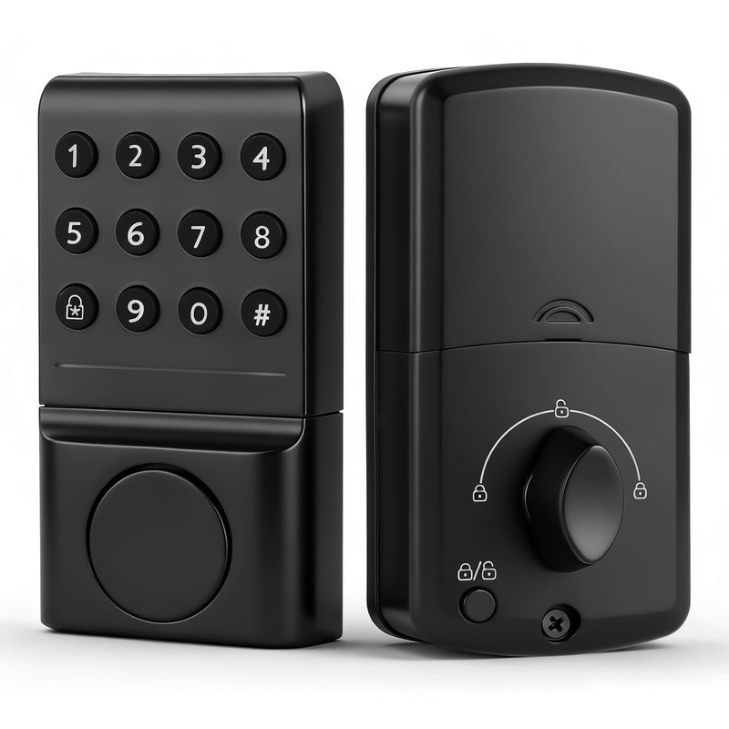Matte Black Smart Keypad Deadbolt Keyless Entry Front Door Lock, Customizable User Codes & Auto-Lock, Easy Install (Includes 2 Backup Keys)