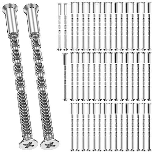 50Set Door Handle Screw Universal M4 Door Handle Bolt Carbon Steel Connecting Screws and Sleeves Male to Female M4×16 Cross Sleeve ×60 Bolts for 35-60mm Thick Doors