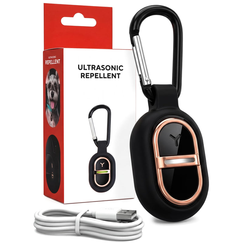 Ultrasonic Portable Keychain for Outdoor Use, Rechargeable Clip-On Rainproof Device with 7 Adjustable Frequency Settings, USB Cable for Camping, Hiking, Backyard, Travel, 1.0 × 1.1 × 0.6 in