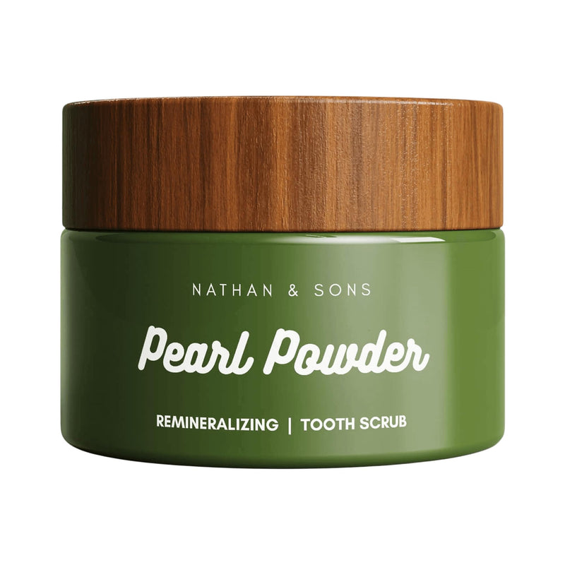 Nathan & Sons Pearl Remineralizing Tooth Powder Scrub, Fluoride Free Mineral Oral Care Powder with Nano Hydroxyapatite, Bentonite Clay & Micro Pearl, Fresh Mint Toothpaste Alternative, 1.1 oz Jar