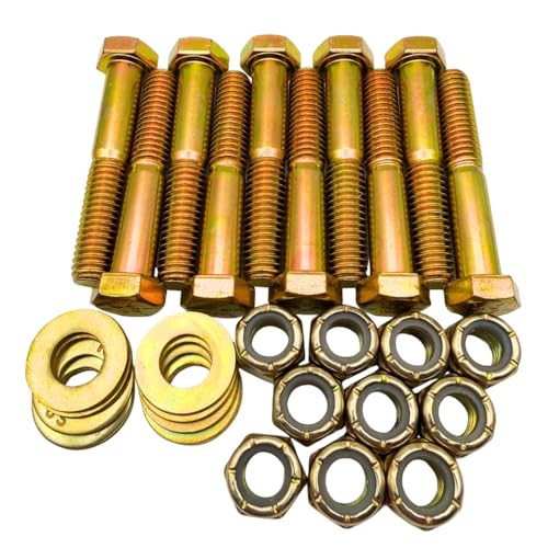 3/8"-16 x 2-1/4" Grade 8 Bolts (10-Pack) – Heavy-Duty Hex Bolts Includes Flat Washers & Nylon Lock Nuts – High-Strength SAE Anti-Vibration 2.25" Coarse Bolts for Automotive, Machinery & Construction 3/8" x 2-1/4" Nylon Lock Nut 10