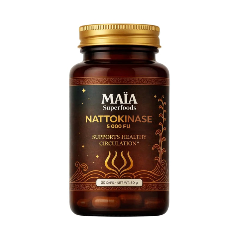 Maia Nattokinase | 5000 FU | Supports Arterial Cleanliness, Nitric Oxide, Cardiovascular Wellness | Fermented Soybean Enzyme Supplement 30 Count (Pack of 1)