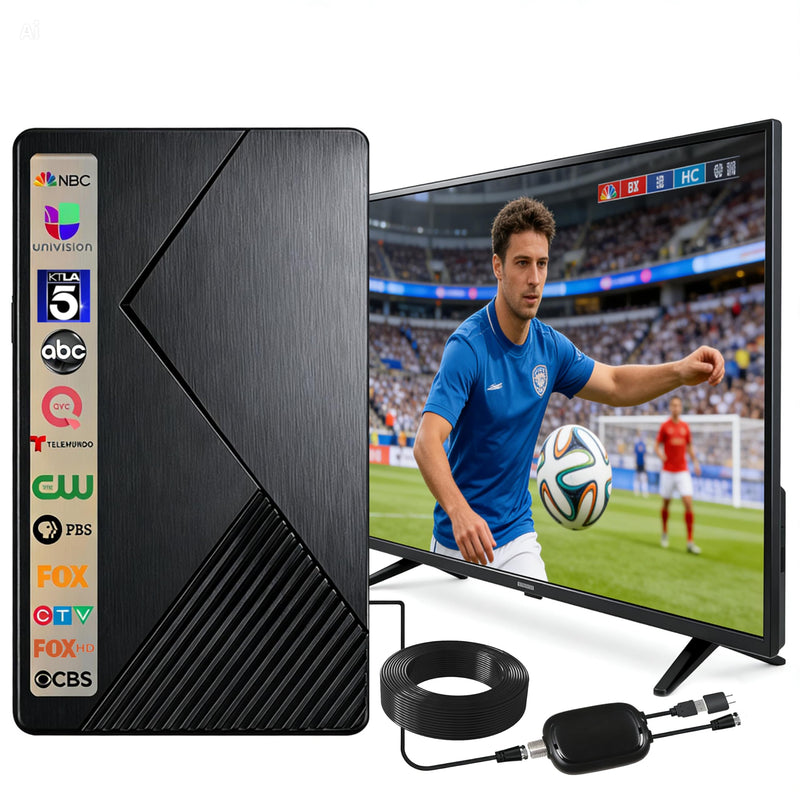 Five Star Flat Panel Indoor TV Antenna – Long Range, Amplified HD Reception with Signal Booster, 4K Ready for Local Channels