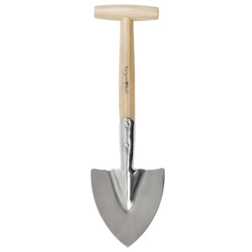 Burgon & Ball Stainless Steel Small Perennial Spade Shovel, Wood T-Grip Handle