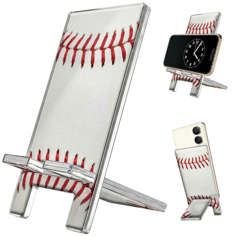 arricraft Aesthetic Acrylic Phone Stand, Baseball Texture Pattern Portable Desktop Stand Suitable for All Smartphones Switch Pad Tablet Office Desk Accessories, 5.5x2.7 Inch White Baseball