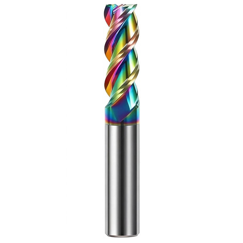 1/2" Carbide Square End Mill Bits for Aluminum - 1/2" Shank Dia,3'' Oal - 3 Flutes DLC Rainbow Coating - Durable 1/2 INCH