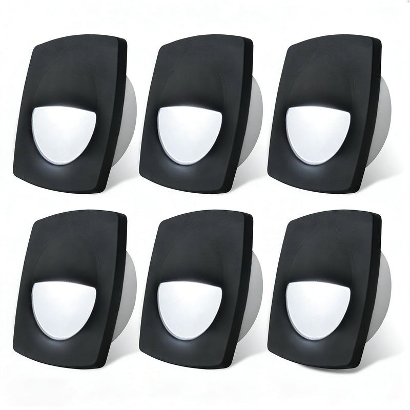 Boat Courtesy Lights Boat Deck Lights LED Waterproof 2 1/4 Inch 12v Black Courtesy Light for RV Trailer Camper Marine Sailboat Recessed Stair Light 0.2W 15LM 6500K White Companion Way Lighting, 6-Pack Cold White Light