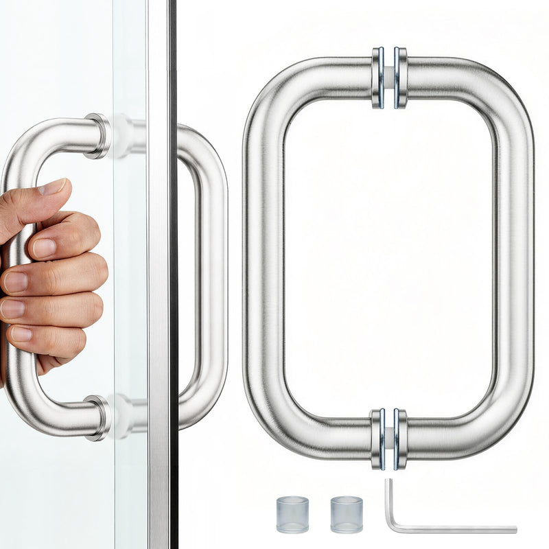 6-Inch (CTC) Glass Shower Door Handle, 3/4" Diameter Tubular Back-to-Back Shower Door Pull,for 1/4"–1/2" Thick Glass and 1-3/8"–2-1/6" Frameless Shower Doors Pull Handle（Brushed Nickel）