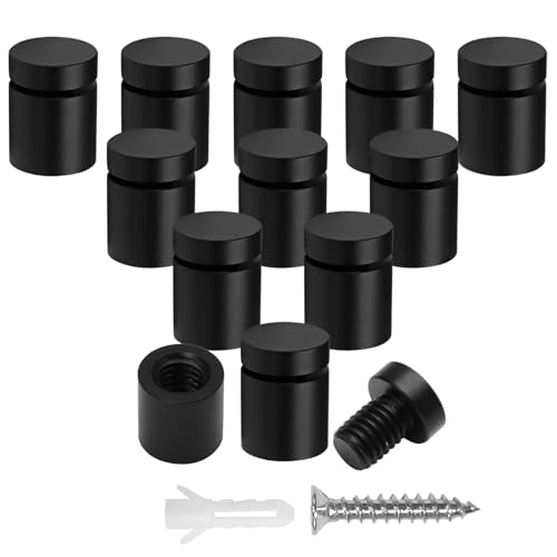 Luomorgo Aluminum Standoff Screws, 1/2" x 1/2", Black, 12 Pcs 1/2" x 1/2"