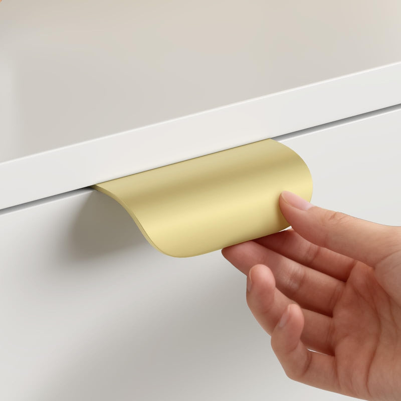 Peaha 20 Pack 2-1/2 Inch Gold Cabinet Handles Drawer Pulls Gold Kitchen Cabinet Handles Finger Pulls for Cabinets Edge Pull Flat Drawer Handle Kitchen Hardware Edge 2-1/2in(64mm) Hole Center