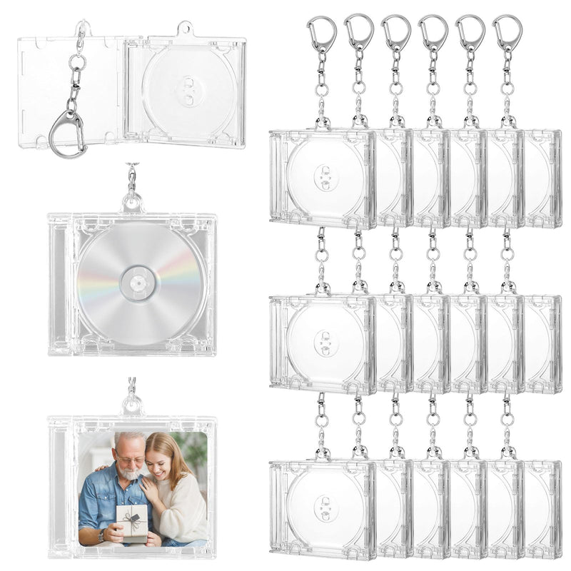 20 Pcs Mini CD Keychain Album Cases – Keychain Case with Lobster Claw Clasp, CD Keychain Bulk Set for Music Lovers, Perfect DIY Backpack Hanging Decor, Gifts