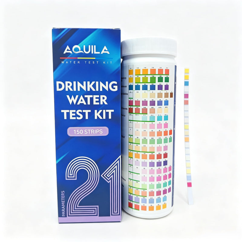 Drinking Water Test Kit 21 in 1, 150CT Water Testing Strips for Home Tap, Well, Pool, Hot Tub, Water Tester for Hardness, pH, Iron, Copper, Chlorine, Nitrite, Lead, Alkalinity, Flouride, & More