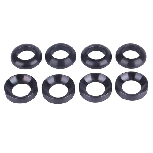 8Pcs Titanium M6 Concave Convex Washer Bolt Screw for Bicycle Brake Disc (Black) Black