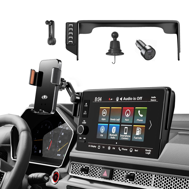 Car Phone Mount for 2023-2026 Honda CR-V & HR-V, Smart Auto-Clamping on 7/9" Touchscreen, 15W Wireless Fast Charging, Premium Aluminum Holder, Without Blocking Airflow for Honda CR-V/HR-V | 2023-2026
