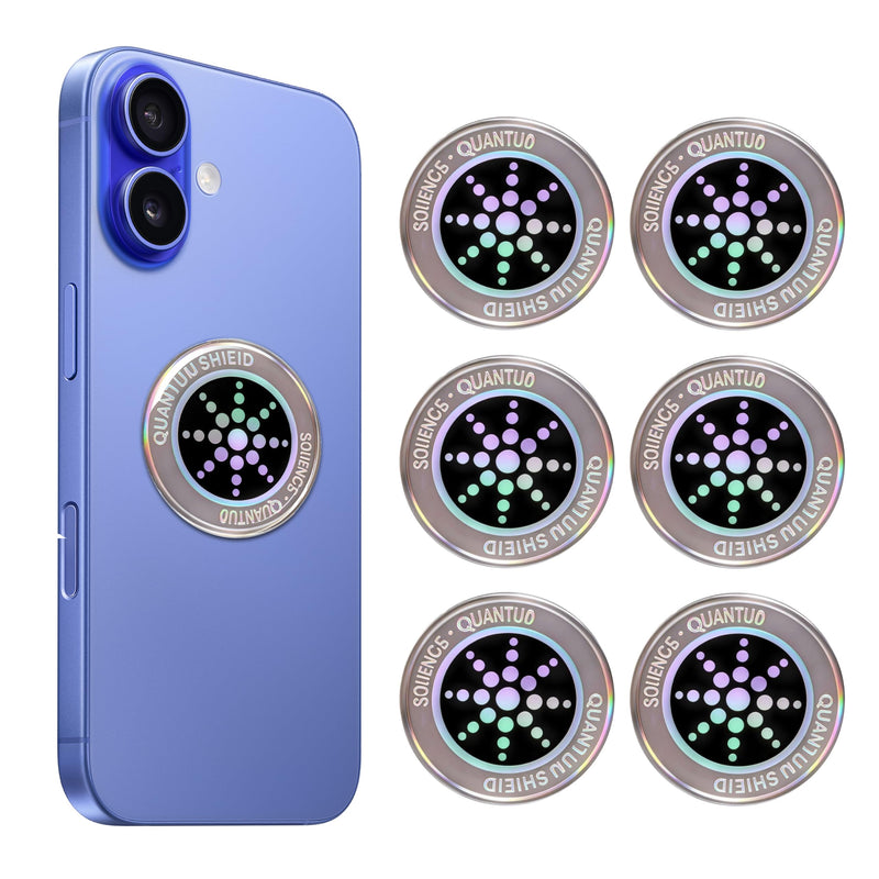 Raynixx 6 Pieces Blocker Protection Stickers Neutralizers for Cell Phone, Tablet, Laptop, Computer,WiFi Router, Monitor，Printer, TV&All Electronic Devices-Glitter Silvery